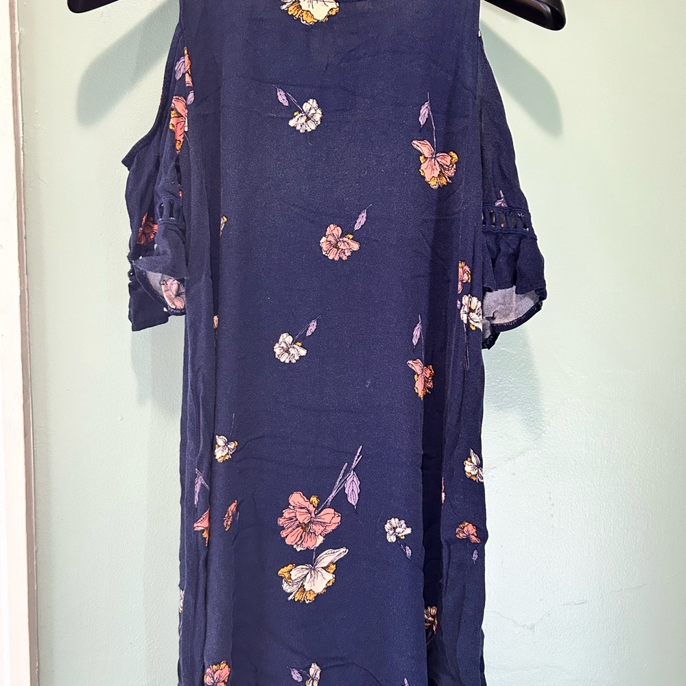 Xhilaration Navy Floral Mini Dress with Pink & Yellow Flowers